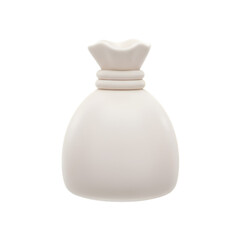 Isolated 3D Render of a White Money Bag on Transparent Background