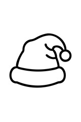 Fototapeta premium Cartoon Santa Claus Hat Silhouette with White Pom and Trim Santa hat Christmas hat