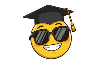 Happy Graduation Emoji Illustration With Sunglasses On Transparent Background