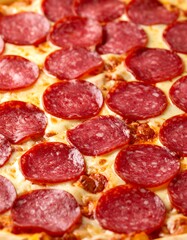 Obraz premium Close-up pizza with pepperoni slices