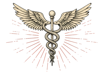 Illustration Of Caduceus Symbol With Wings And Rod on Transparent Background