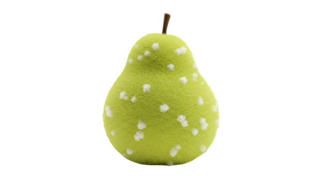 Isolated 3D Rendered Green Pear Fruit with White Dots on Transparent Background