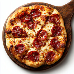 Close-up of pepperoni pizza with melted cheese
