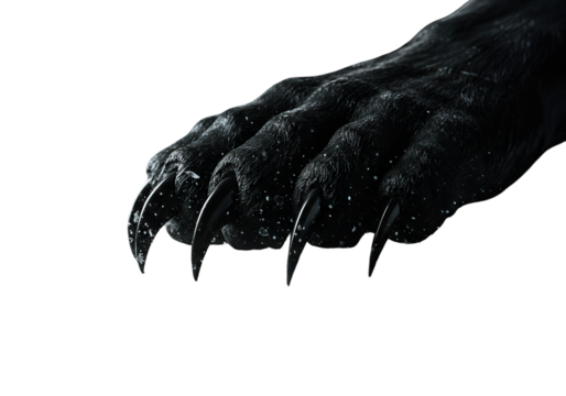 Isolated Black Panther Paw With Sharp Claws Against Black Background - Powered by Adobe