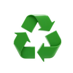 Isolated 3D Green Recycle Symbol on Transparent Background Illustration