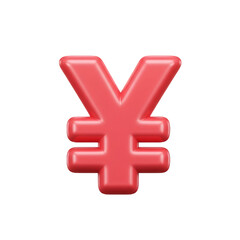 Obraz premium Isolated 3D Rendered Yen Symbol in Vibrant Red on Transparent Background