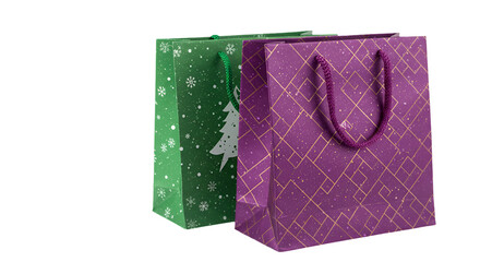 Isolated Christmas Gift Bags Illustration With Green And Purple Colors