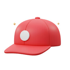 Isolated 3D Render of a Red Baseball Cap on Transparent Background Illustration