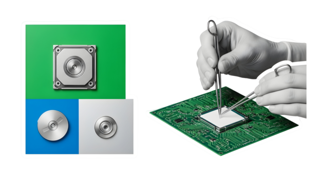 High-tech assembly: Miniaturization and precision in computer component engineering, a conceptual look.
