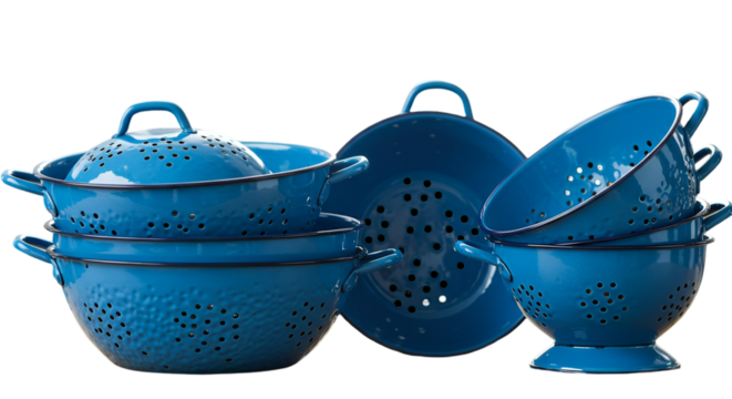 Isolated Blue Colander Kitchenware Illustration With Transparent Background