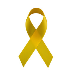 Isolated Gold Ribbon on Black Background Symbolizing Support and Hope