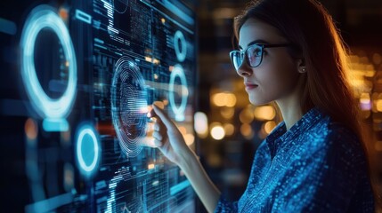 Woman working with digital interface