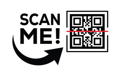 Scan QR code icon. Digital scanning qr code. QR code scan for smartphone. Scan Here text on top of the qr code