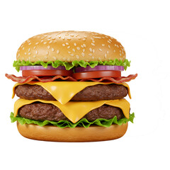 Isolated Burger Illustration With Bacon Cheese Tomato and Fresh Ingredients