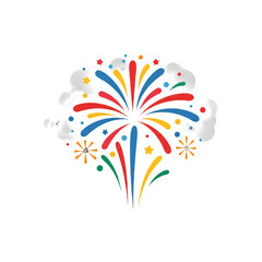 Isolated Fireworks Illustration With Colorful Explosion Transparent Background