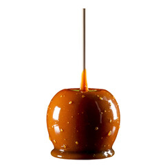 Isolated Caramel Apple Illustration With Brown Glaze and Stick Against Black