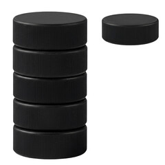 Isolated Black Hockey Pucks Stacked on Transparent Background Illustration