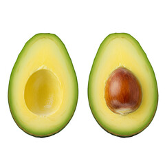 Isolated Avocado Halves Illustration On Transparent Background