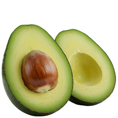 Isolated Avocado Halves Illustration With Green And Brown Tones And Transparent Background