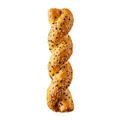 Isolated Baked Pretzel Twist With Sesame Seeds On Transparent Background