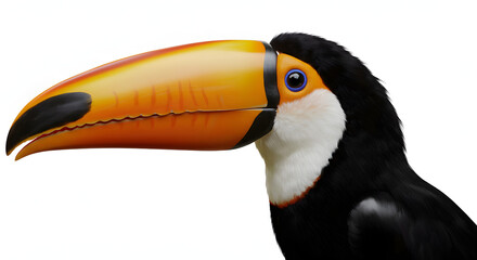 Obraz premium Realistic Toucan Bird with a Beak Made from a Slice of Papaya