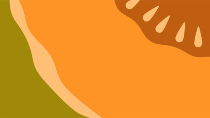 Fototapeta premium split yellow melon or pumpkin with wavy aesthetic pastel background, vector illustration for banner, backdrop, digital memo