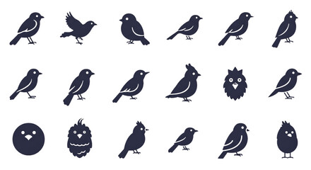Isolated Bird Silhouettes Illustration Over Black Transparent Background