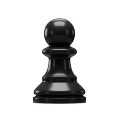 Isolated Black Chess Pawn on Transparent Background 3D Illustration