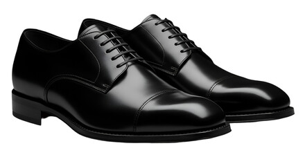 Isolated Black Leather Shoes Illustration With Transparent Background