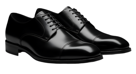 Isolated Black Leather Shoes Illustration With Transparent Background