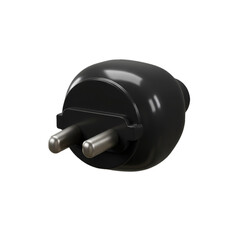 Isolated Black Electric Plug on Transparent Background Closeup Photo