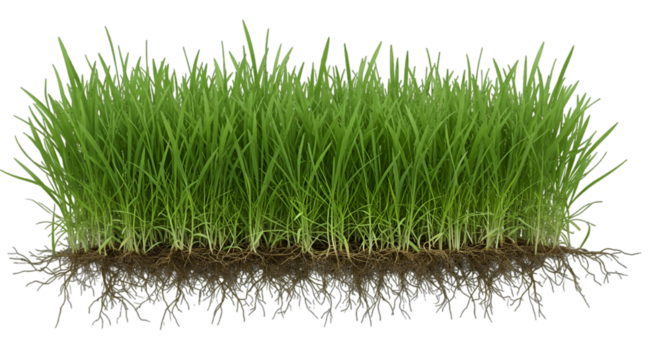 Isolated Green Grass Illustration on Transparent Background Realistic Growth View