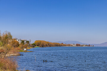 Fototapeta premium The scenery of Cangshan Mountain and Erhai Lake in Dali, Yunnan