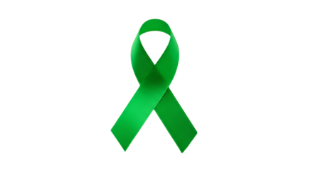 Isolated Green Ribbon Symbol Of Awareness On Black Background