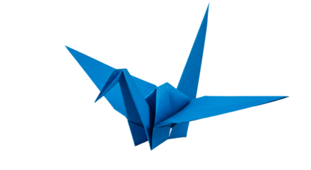 Isolated Blue Origami Crane On Transparent Background Illustration