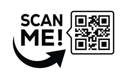 Scan QR code icon. Digital scanning qr code. QR code scan for smartphone. Scan Here text on top of the qr code