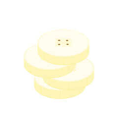 Banana slices isolated on a white background. Banana icon vector.