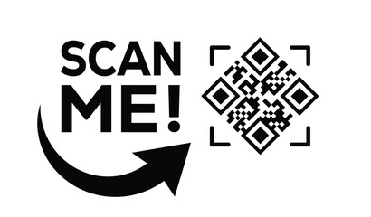 Scan QR code icon. Digital scanning qr code. QR code scan for smartphone. Scan Here text on top of the qr code
