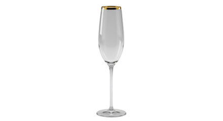 Isolated Champagne Glass Illustration With Gold Rim On Transparent Background