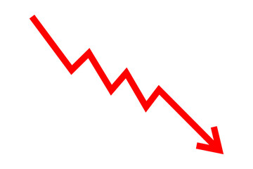Down fall red arrow line graph financial loss concept, Red arrow downward direction, Stock market fall, Business loss, Market crash, Economic crisis. Vector illustration.