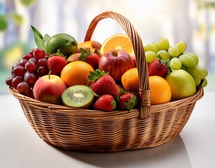 basket of assorted fresh fruits perfect for healthy snacks and fruit displays high resolution stock photo