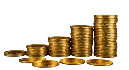 Isolated Background Of Shiny Golden Coins Stacking Depicting Financial Growth
