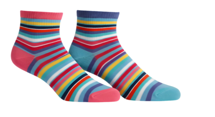 Isolated Colorful Striped Socks Illustration On Transparent Background