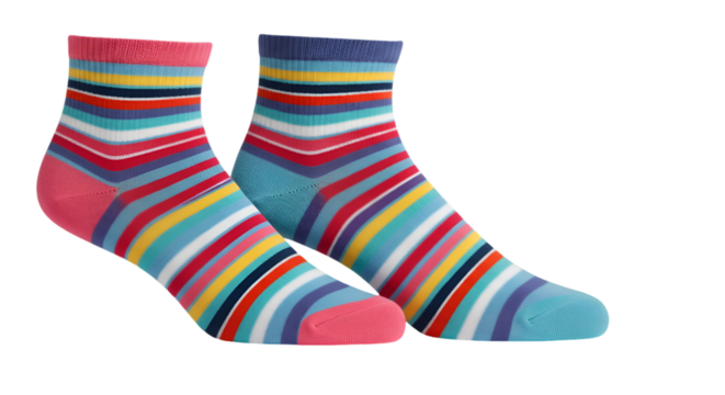 Isolated Colorful Striped Socks Illustration On Transparent Background