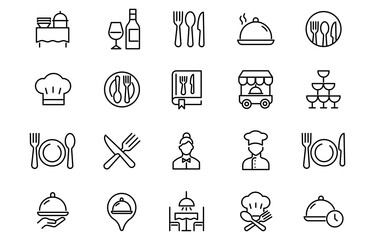 Icon set for Catering, service, dishes,