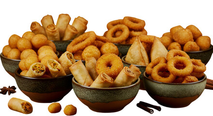 Isolated Delicious Fried Food Snacks Display Illustration with Transparent Background