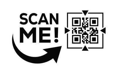 Scan QR code icon. Digital scanning qr code. QR code scan for smartphone. Scan Here text on top of the qr code
