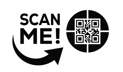 Scan QR code icon. Digital scanning qr code. QR code scan for smartphone. Scan Here text on top of the qr code