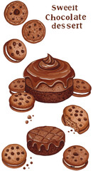 Fototapeta premium Isolated Delicious Chocolate Dessert Illustration In Brown Colors On Transparent