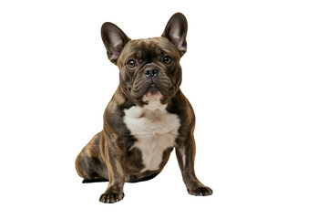 Obraz premium Elegant French Bulldog Posed on White Leather Couch